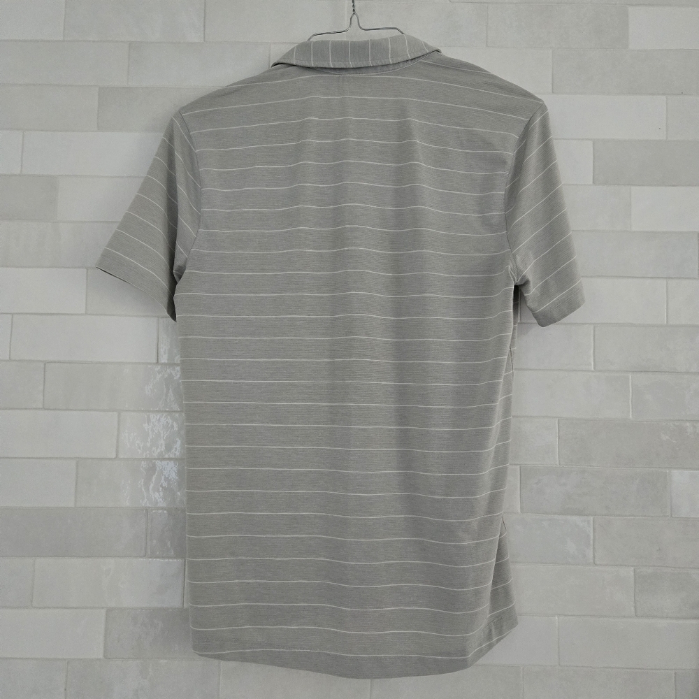 Lululemon Evolution Polo Shirt Gray Stripe Heathered Sea Salt Nimbus Size Large - Picture 6 of 8